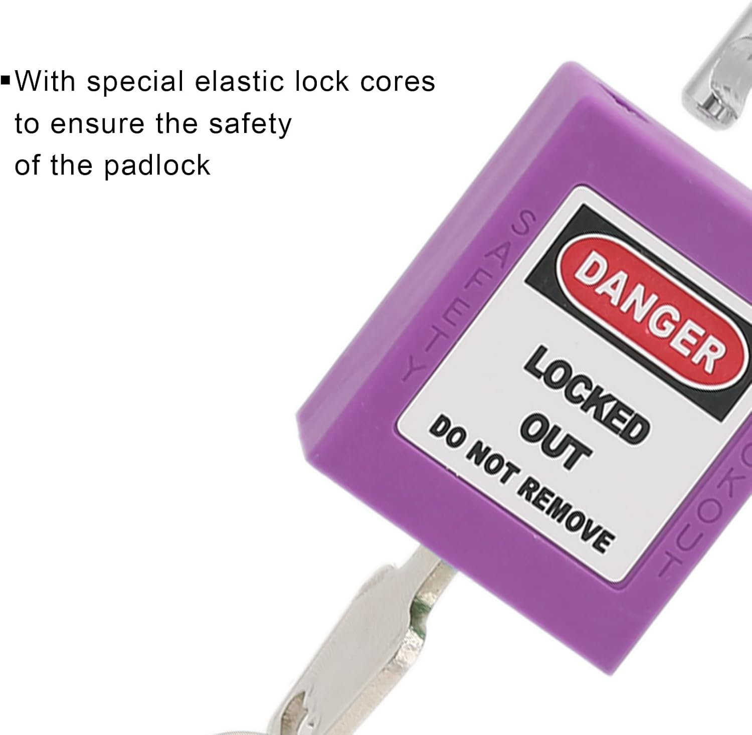 Lockout Tagout Locks and Keys, 10 Sets Durable Nylon Padlocks 38mm with 20 Keys, Safety Lock - Isolation Design, Impact, Ideal for Industrial Safety (Purple)