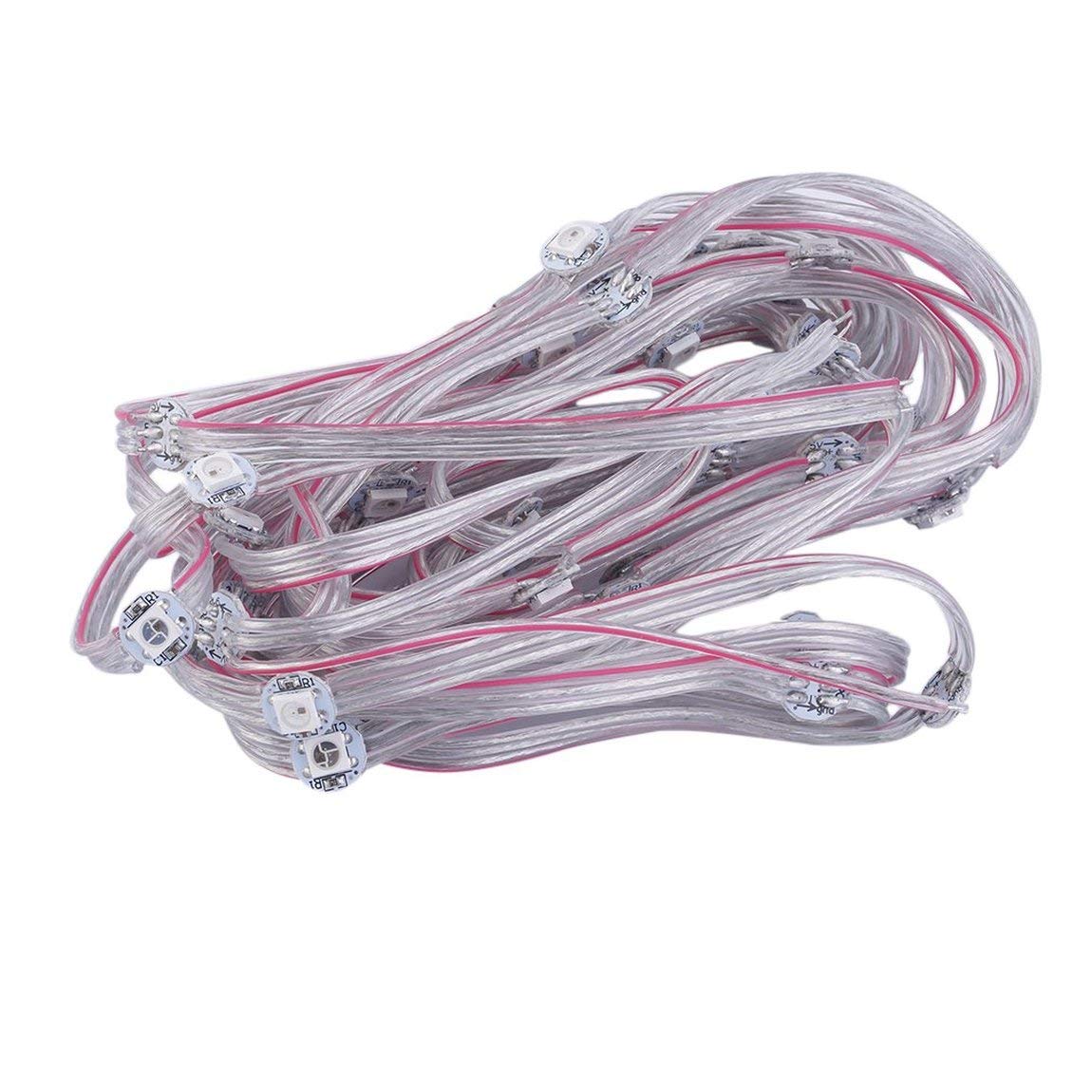 Hot 50x WS2812B Pre-soldered LEDs with Wire 5V WS2812 Wire Addressable Idividually LED Module String Panel(Color:as The Picture Shows)