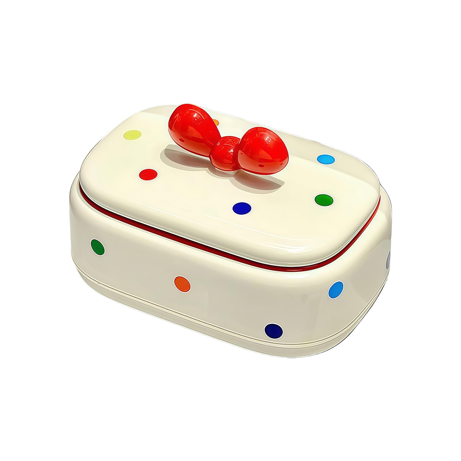 Qusinfc Lovely Soap Tray with Bowknot Lid Soaps Container Box for Organizing Small Bathroom Essential Travel Soap Holder Tray