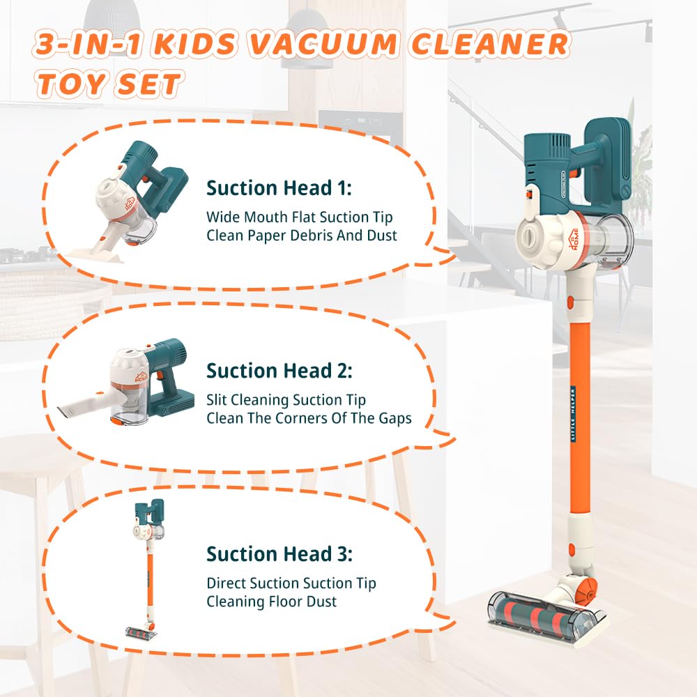 Gordengdy Kids Vacuum Toy Set - Real Working Toddler Cleaner Play Mop Children's Vacuum That Really Works Baby Cleaning Toys Included Toy Home Cleaning Products for Toddlers 3+ Kids Vacuum