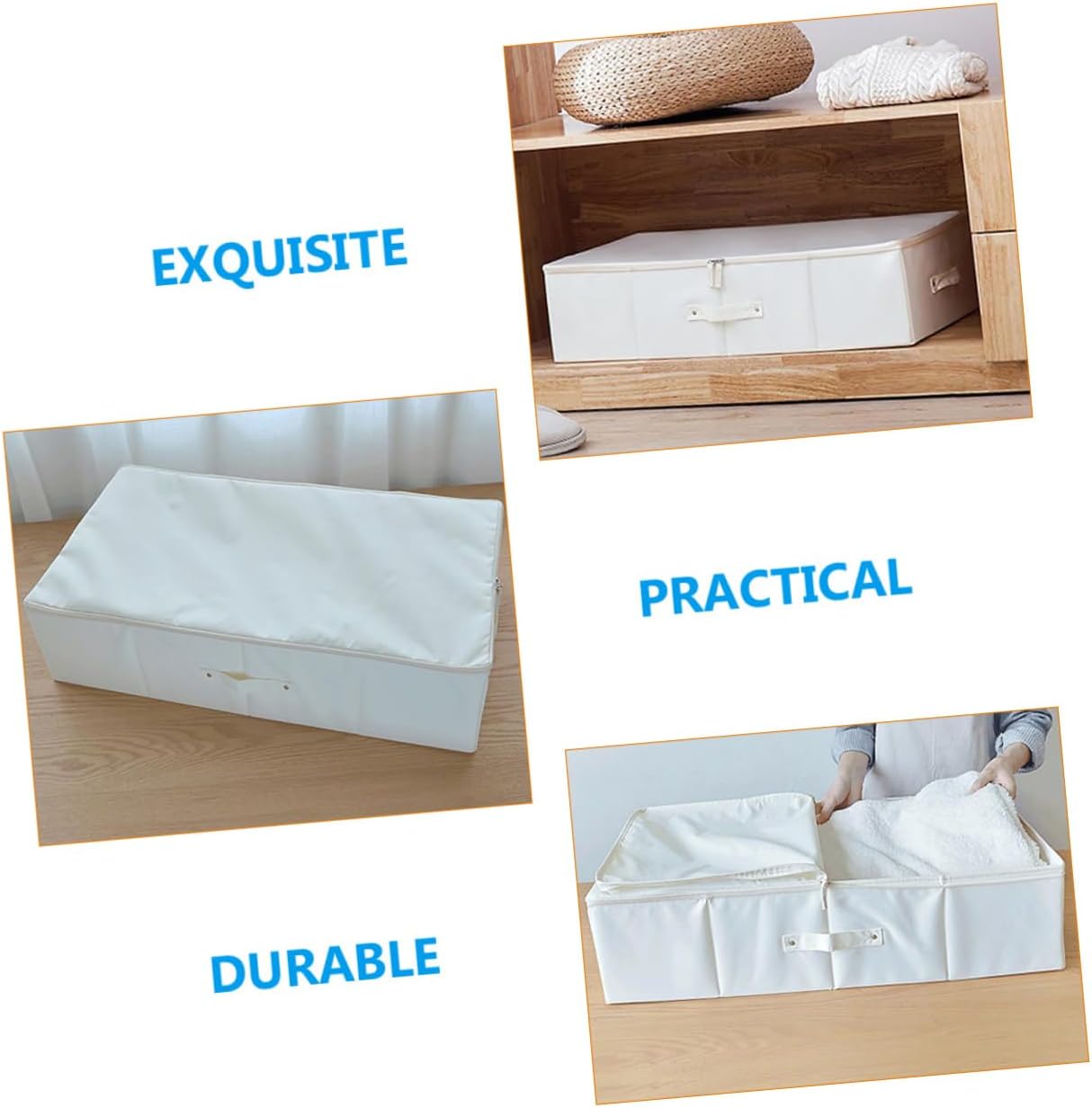 Large Under Bed Storage Bag Breathable Oxford Fabric Organizer for Clothes Blankets Quilts Zippered Multi-Purpose Storage Bin Reinforced Handles for Home Use