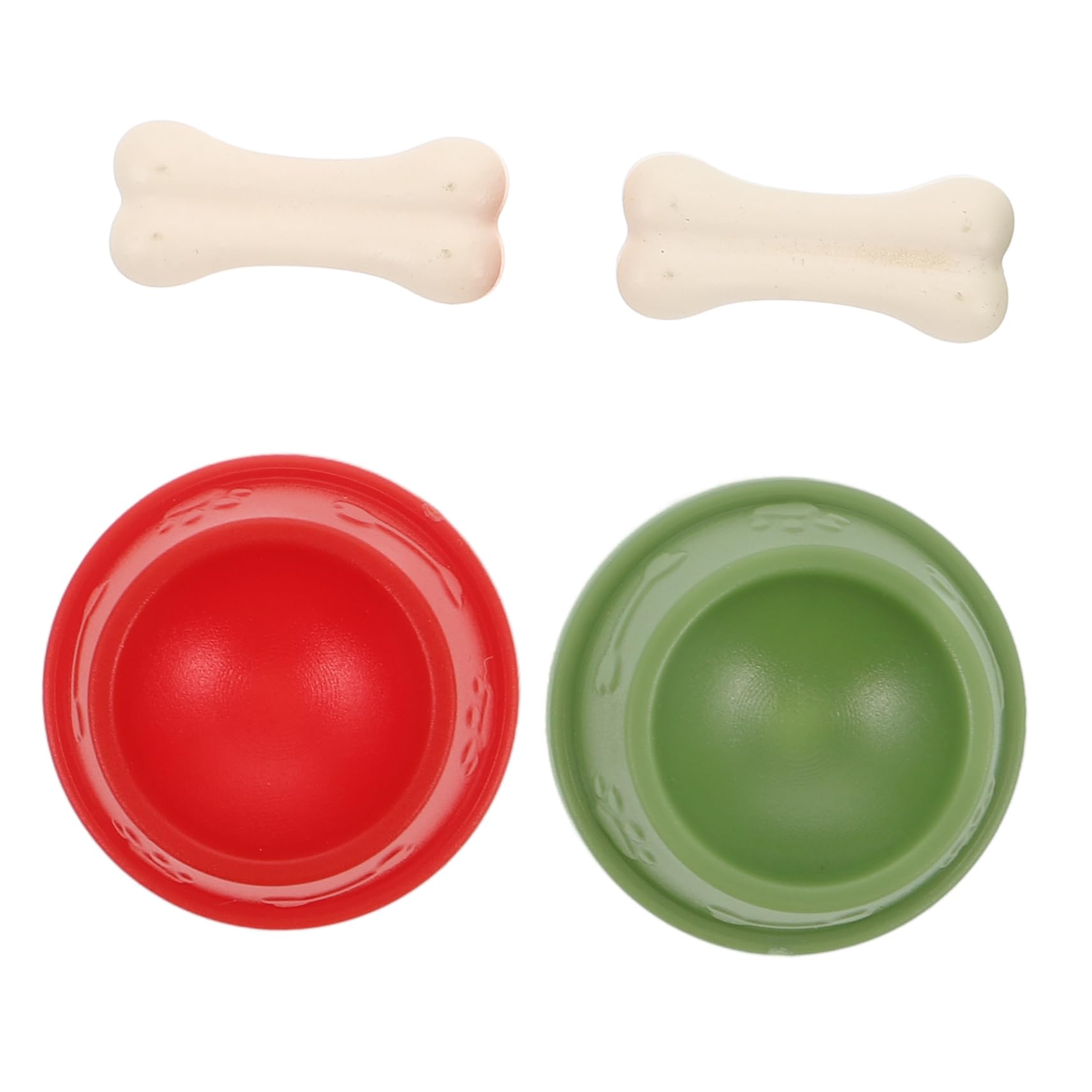 Vaguelly 2 Sets Miniature Dog Accessories - Tiny Bone, Plate, Dish, Bowl for Dollhouse Kitchen - Miniatures Food Toy for Kids - Pet Dish Toy