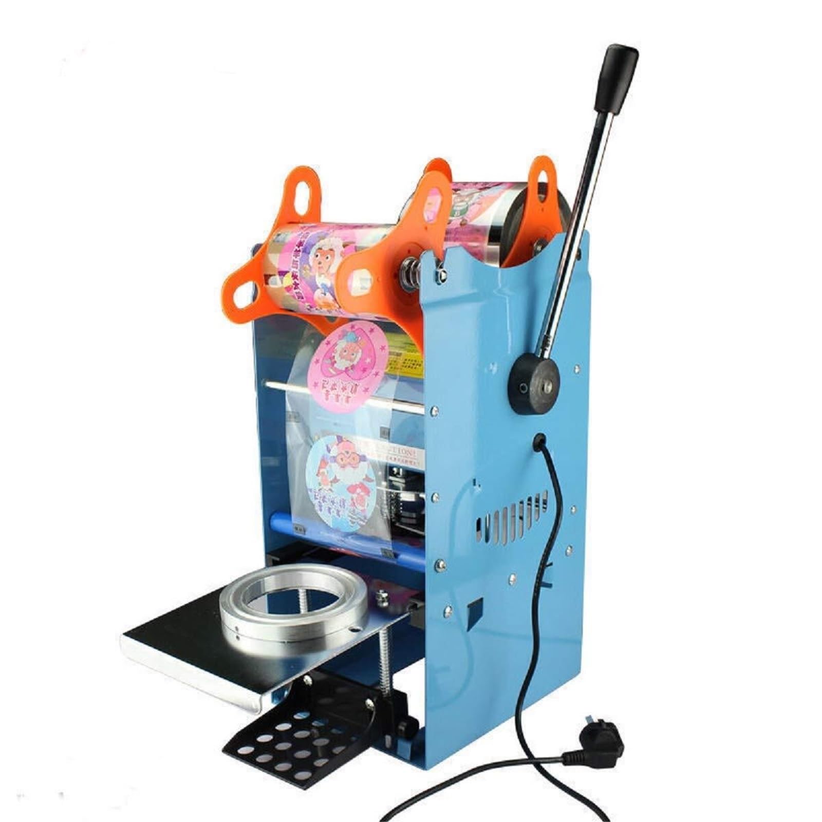 Selladora Eléctrica Semiautomática De 220 V Y 270 W For Vasos De Plástico Té Y Bebidas 300 Tazas/h For Café Leche Té Y Batidos