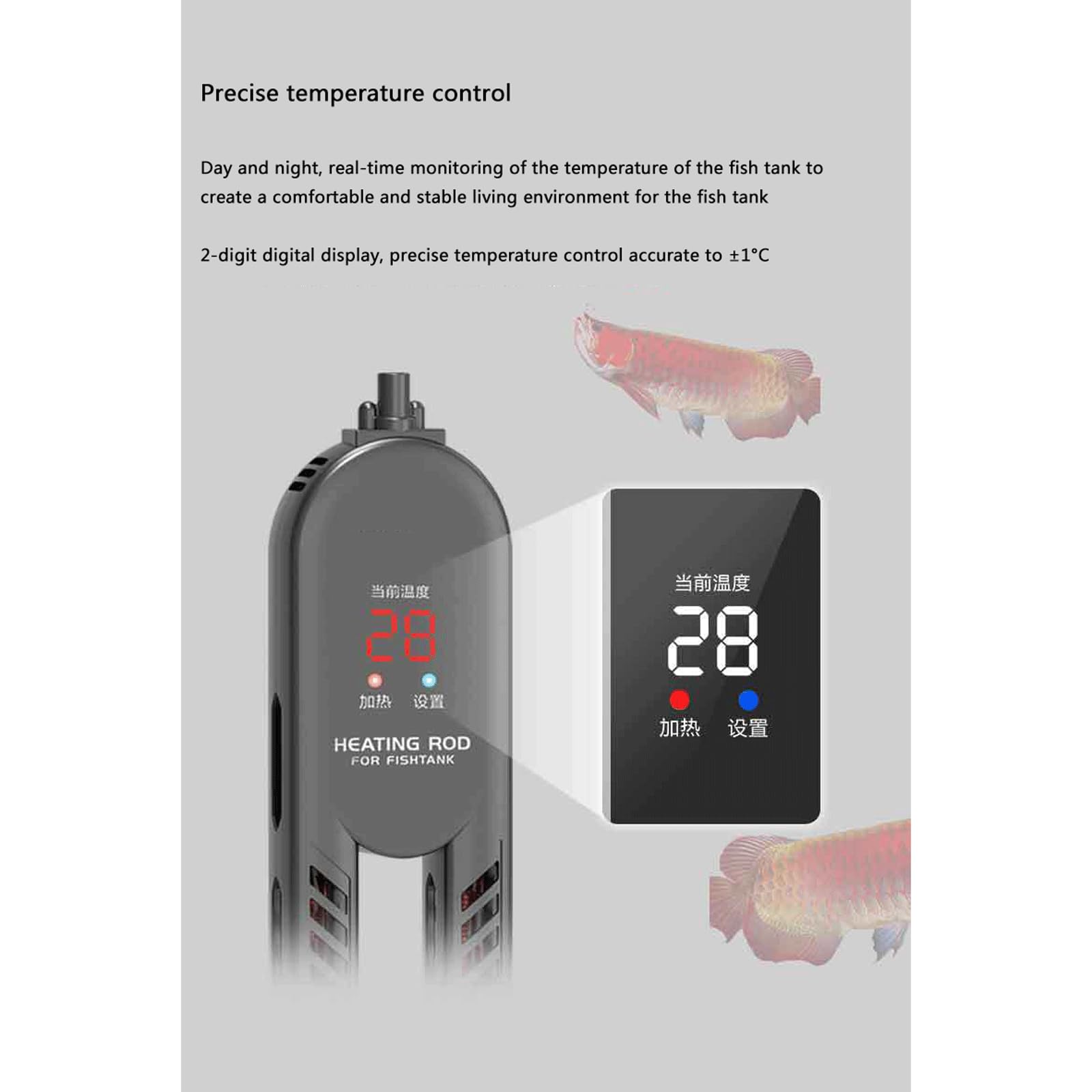 Riscaldatore per Acquario con Asta riscaldante Automatica a Temperatura costante per Acquario in Fibra di Carbonio a infrarossi, 500W (500W)