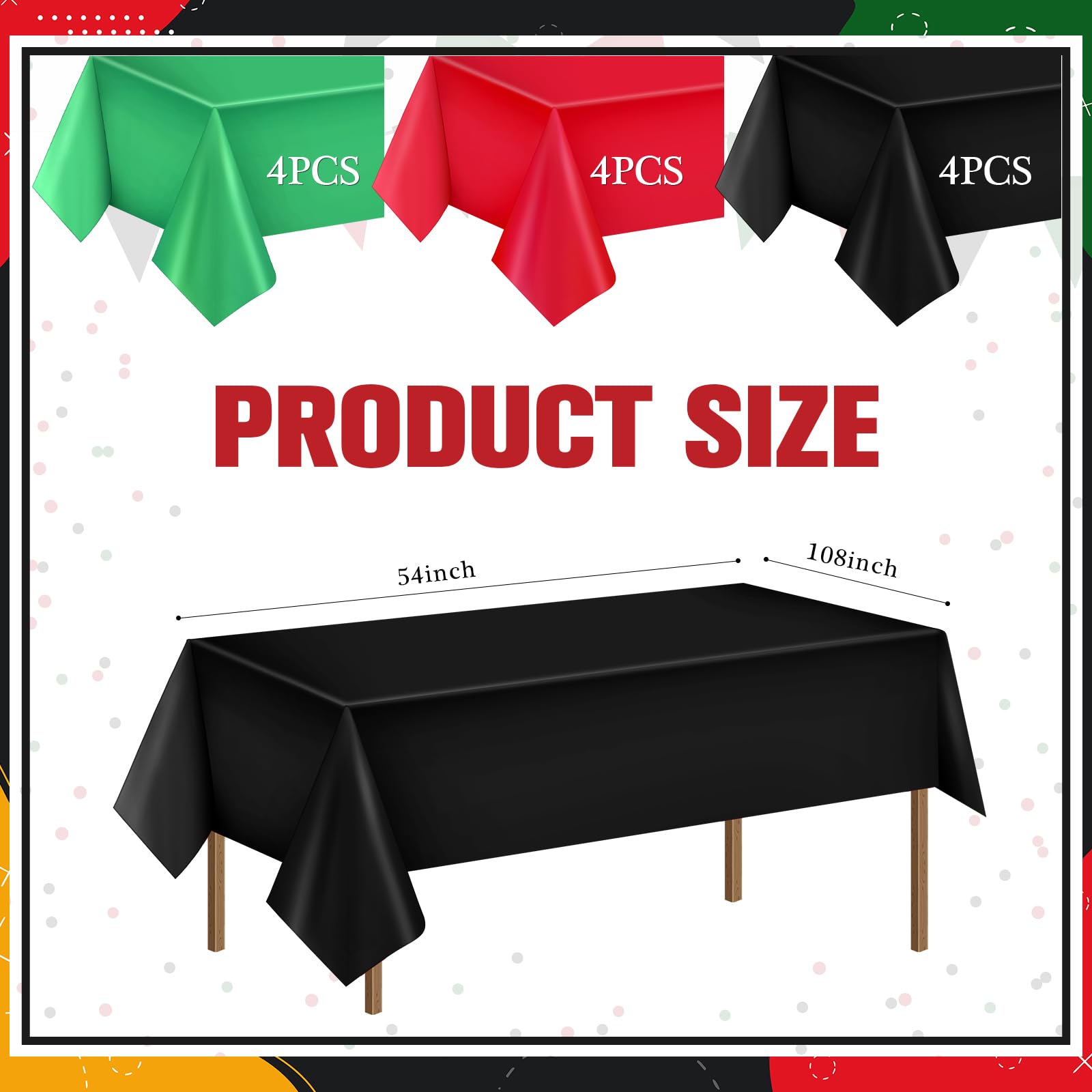 Peryiter 12 Pcs Juneteenth Tablecloth Disposable Red Black Green American June 19 Plastic Table Cover African Black Freedom Day Decorations Holiday Dining Home Decor, 54