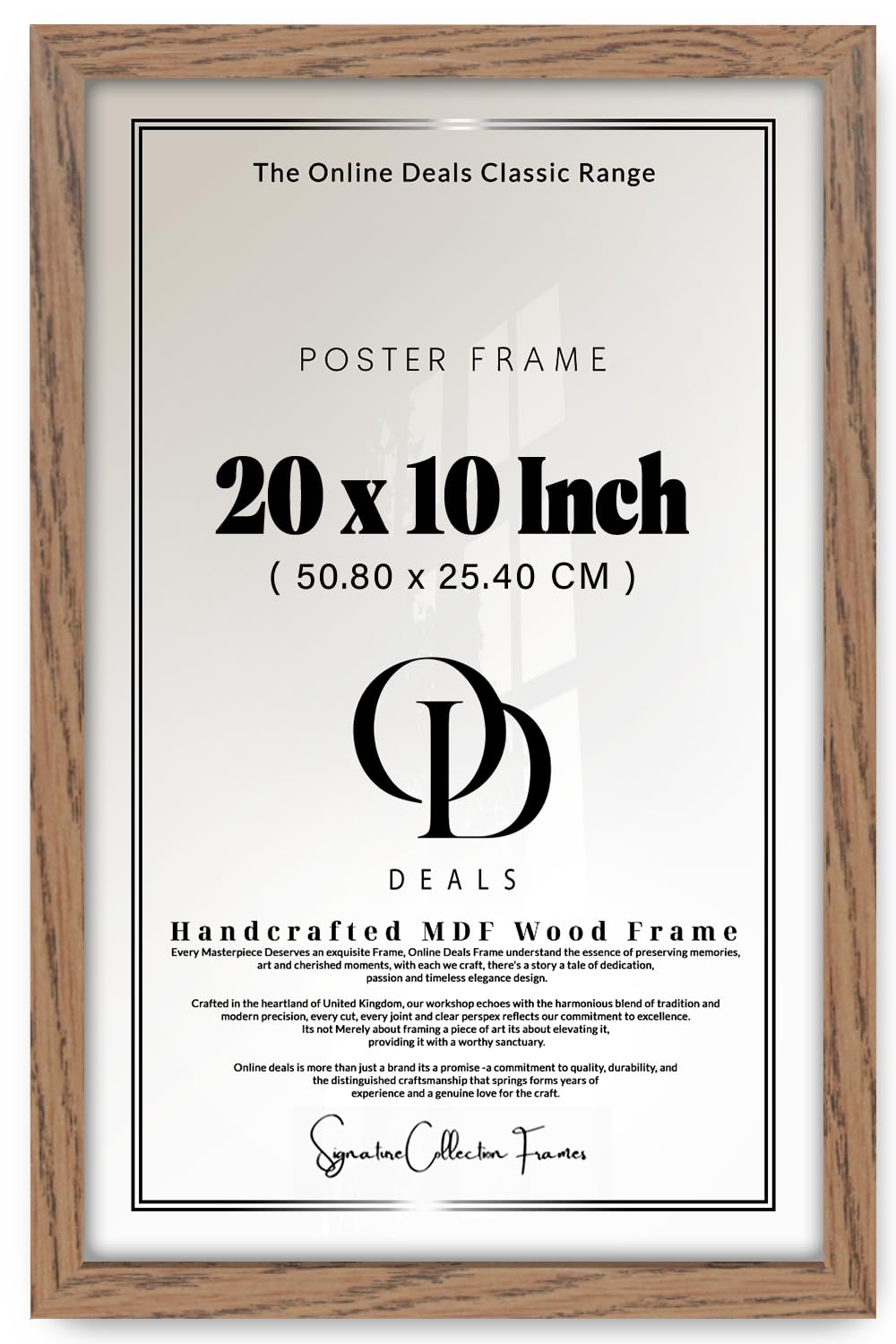 Od Deals Dark Oak — Refined 20 X 10 Inch Frame | Photo And Art Display For Vertical Or Horizontal Use, Gallery Border To Elevate Living Room And Studio Walls (50.80 X 25.40 Cm) Elegant Finish