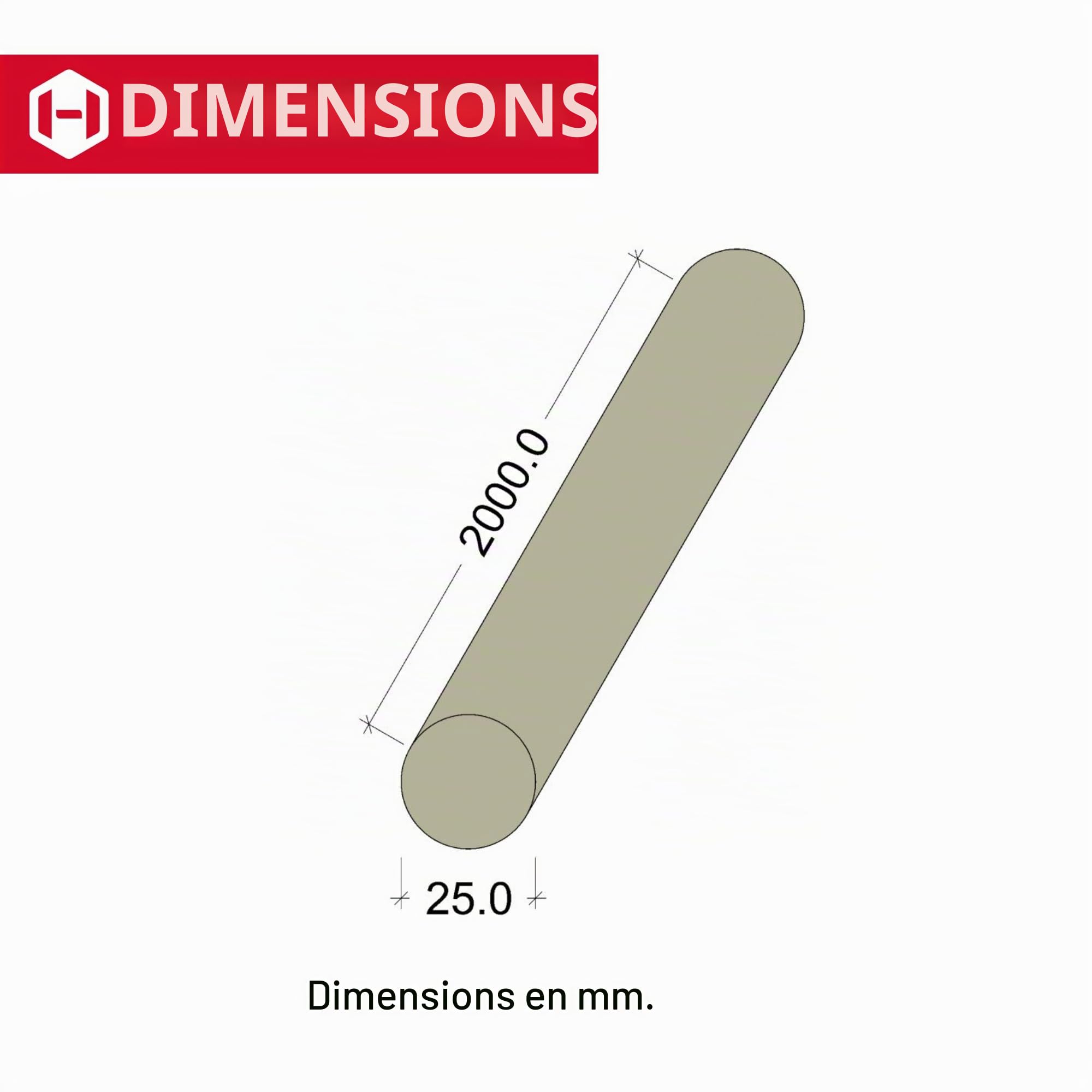 Gedotec Tige ronde en hetre lisse | tiges en bois | batons de bricolage 25 x 2000 mm | lot de 5 | tiges en hetre a bricoler | tige en bois massif | batonnets