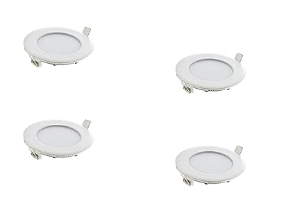3 Watt Ultra Slim White Led Super Bright Panel Light Round Shape Ceiling POP Down Indoor Ceiling/POP/False Ceiling Panel Light | Celling Lights | (Pack of 04) (2.5 x 2.5 inch)