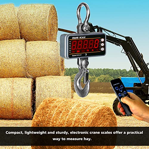 Toyo-Intl 1000Kg/2000Lb Digital Crane Scale Heavy-Duty Industrial Hanging Scale With Remote Control Smart Type Led Display Ce Certified Electronic Weighing Crane Scale (Silver) #TOP5