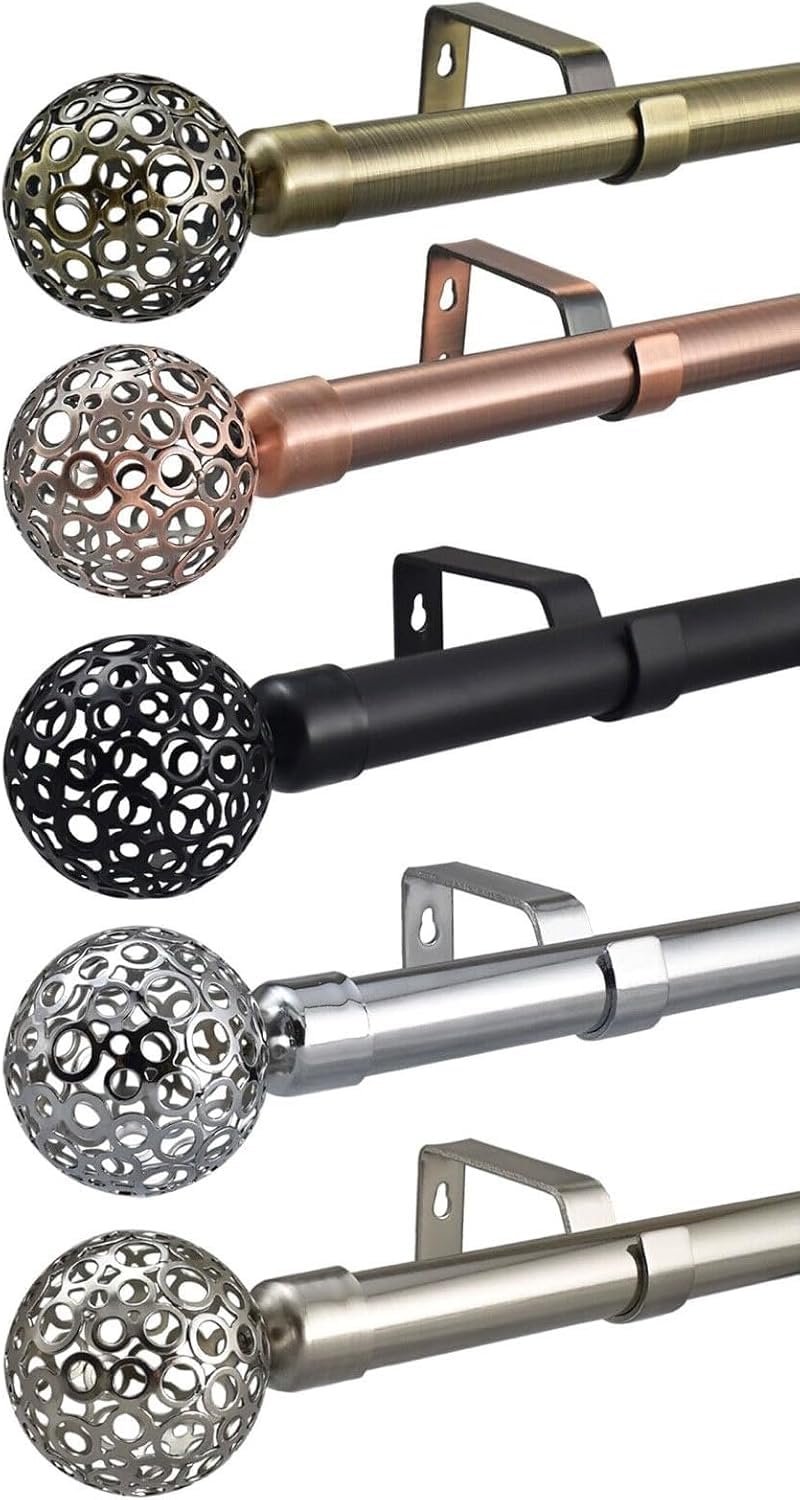 Extendable Curtain Pole Rod 19mm Osaka Finials & Heavy Duty Fittings 75cm - 300cm (Antique Copper, 0.7m - 1.1m Extendable)