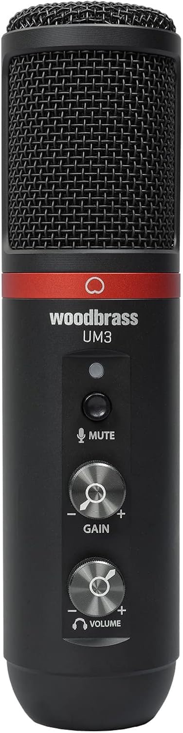 WOODBRASS UM3 - Micrófono Condensador Cardioide USB para PC y Mac para grabación de Broadcast y Streaming, podcasting, conferencias, Home Studio, Voice Over