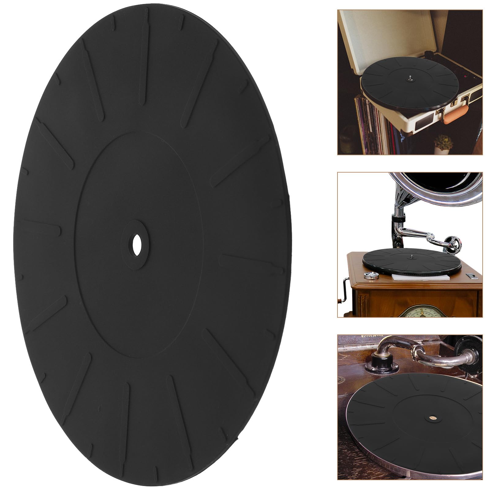 POPETPOP Alfombrilla de 170mm de Silicona para Tocadiscos Antideslizante Protector Antiestático que Aumenta Adhesión y Reduce Vibración en Discos de Vinilo