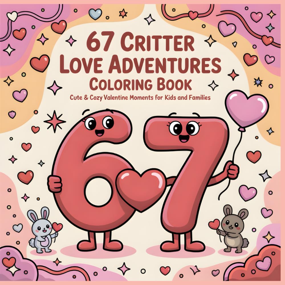 67 Critter Love Adventures Coloring Book: Cute & Cozy Valentine Moments for Kids and Families (67 Happy Scenes Coloring Series)