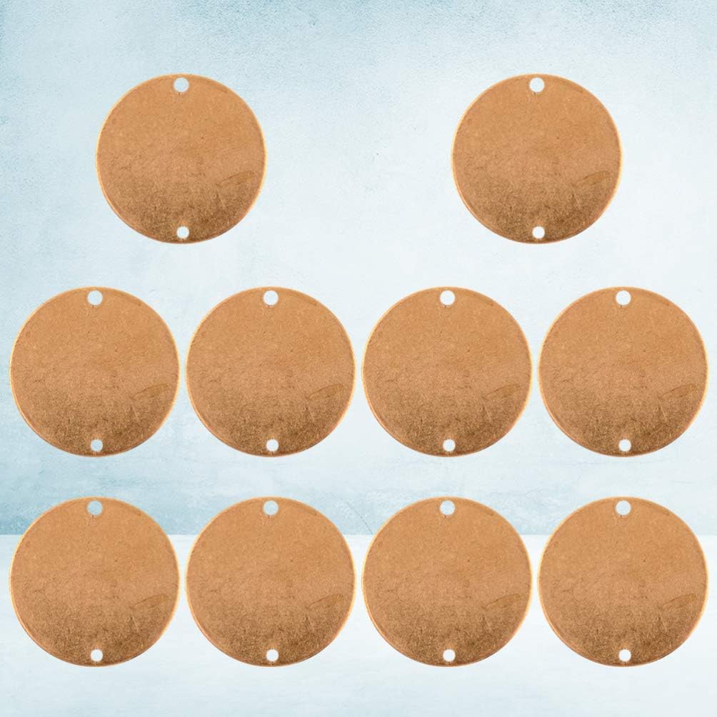 EXCEART 20Mm Copper Flat Stamping Tags with Double Holes Solid Round Blanks for Diy Jewelry Making Engraved Sheet Discs for Bracelet Earrings Necklaces 10Pcs image 2