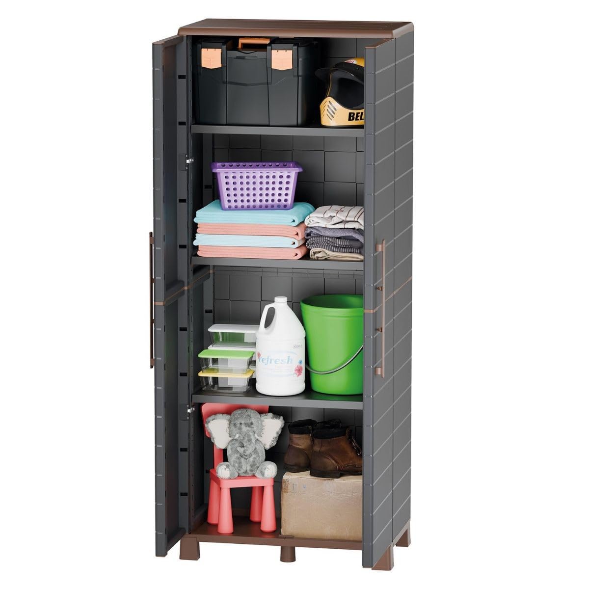 Art Plast Armoire de Rangement 2 Portes 3 étagères réglables 70 x 39 x 165 cm Grise