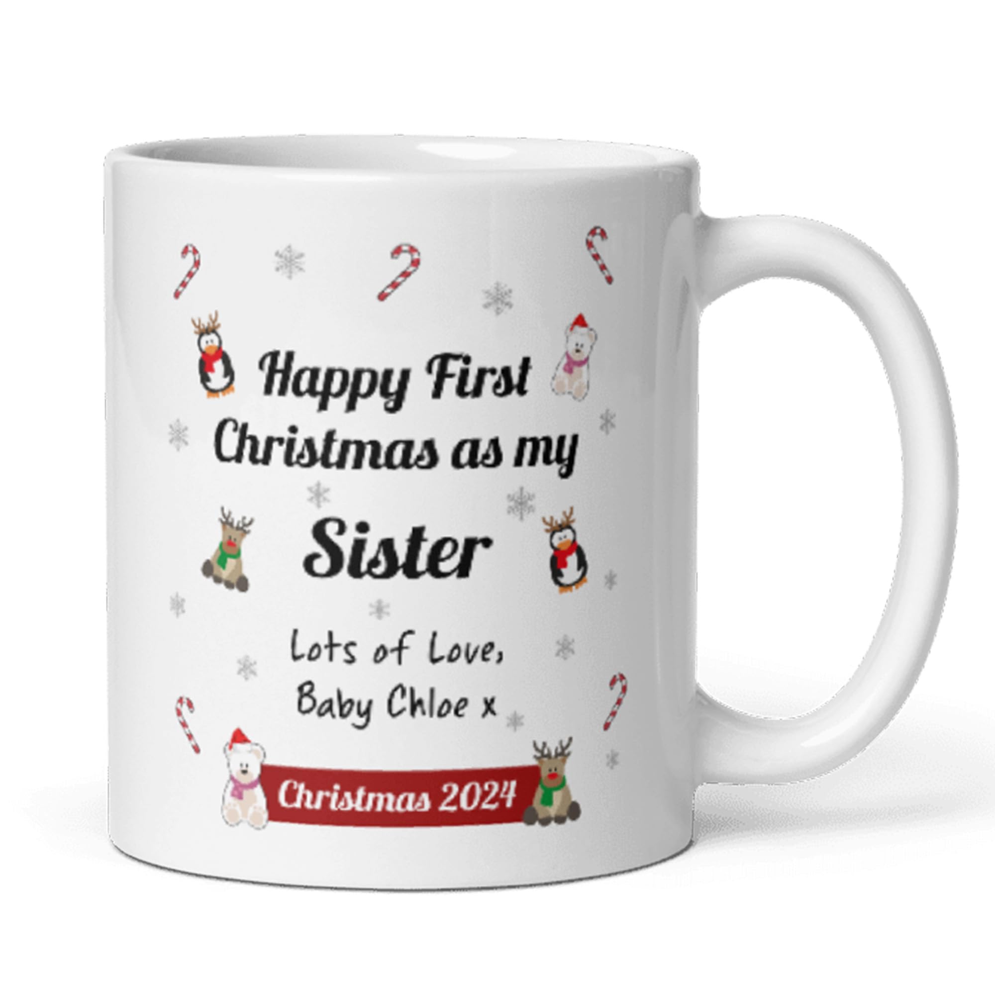 Confidently Quirky - Personalised First Christmas As My Sister White Mug, Baby First Christmas Gift for Sister