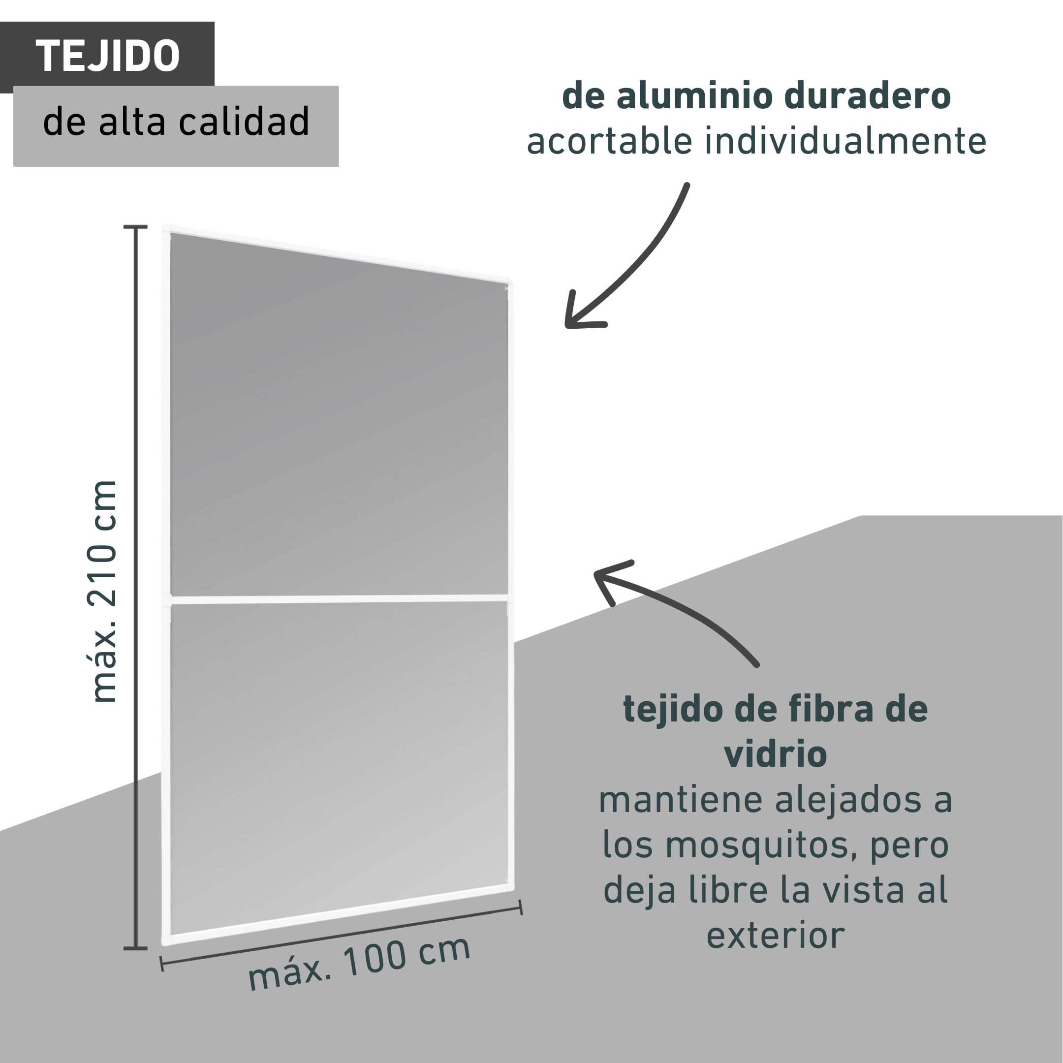 Windhager Mosquitera básica para puerta, marco tensor, 100 x 210 cm, color blanco