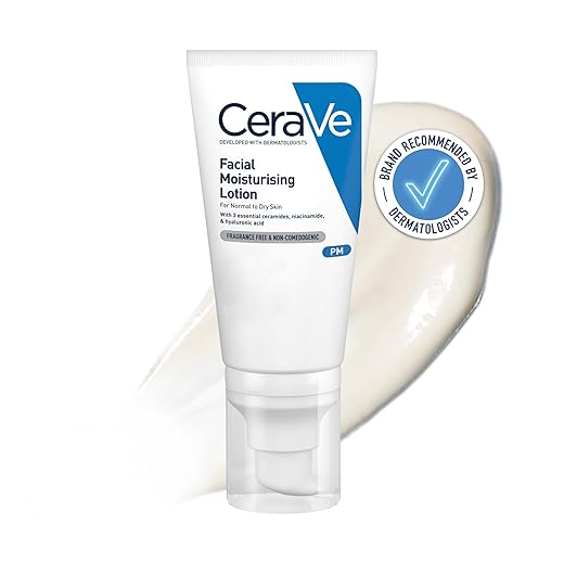 CeraVe PM Facial Moisturising Lotion with Hyaluronic Acid and 3 Essential Ceramides for Normal to Dry Skin 52ml