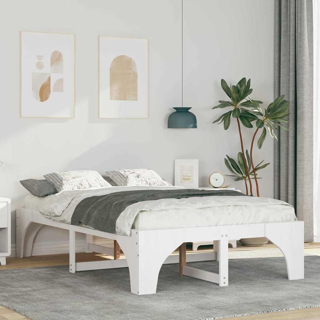 Marco de Cama de Madera Maciza de Pino Estructura Baja Minimalista para Dormitorio Moderno 4 Piezas Ensamblaje Fácil y Diseño Multifuncional para Optimizar Espacio y Confort
