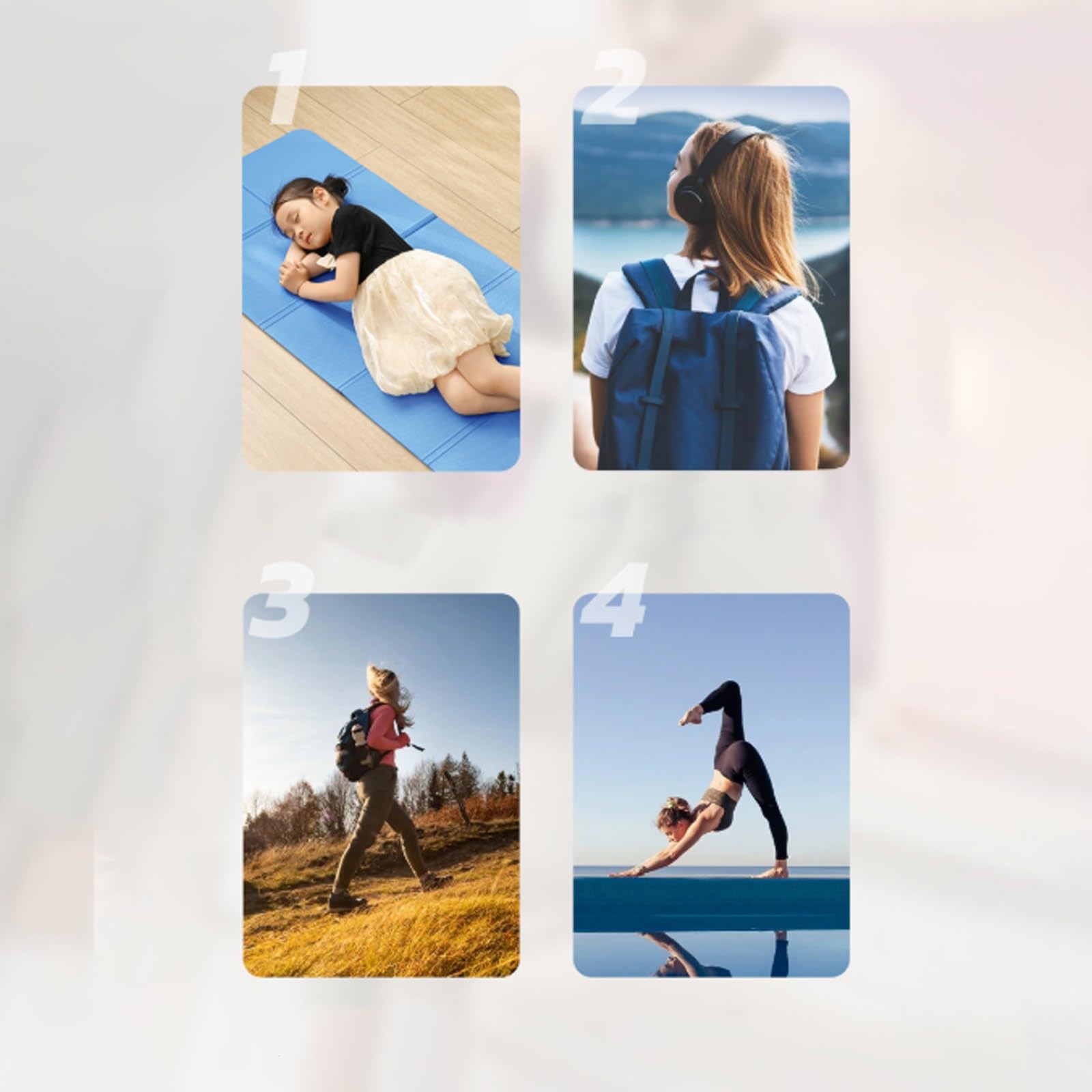 Esterilla de Yoga Plegable,Suave CóModa Esterilla Pilates & Incluye Bolsa de Transporte Women Men Exercise Mats para Gimnasia, MeditacióN, Viajes Y Cualquier Tipo de Entrenamiento