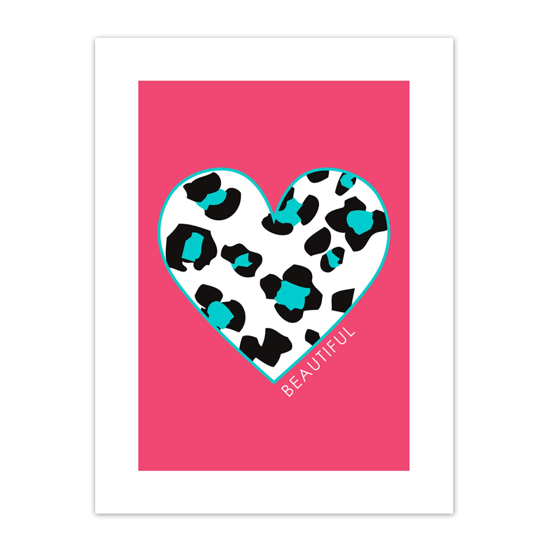 Wee Blue Coo Pink Teal Leopard Beautiful Art Print Canvas Premium Wall Decor Poster