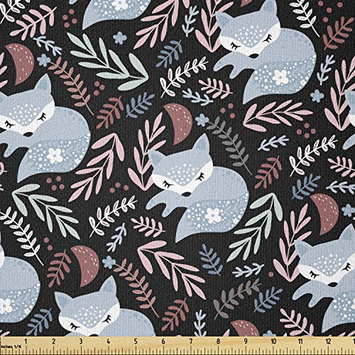Ambesonne Fox Fabric by The Yard, Continuous Pattern with Creative