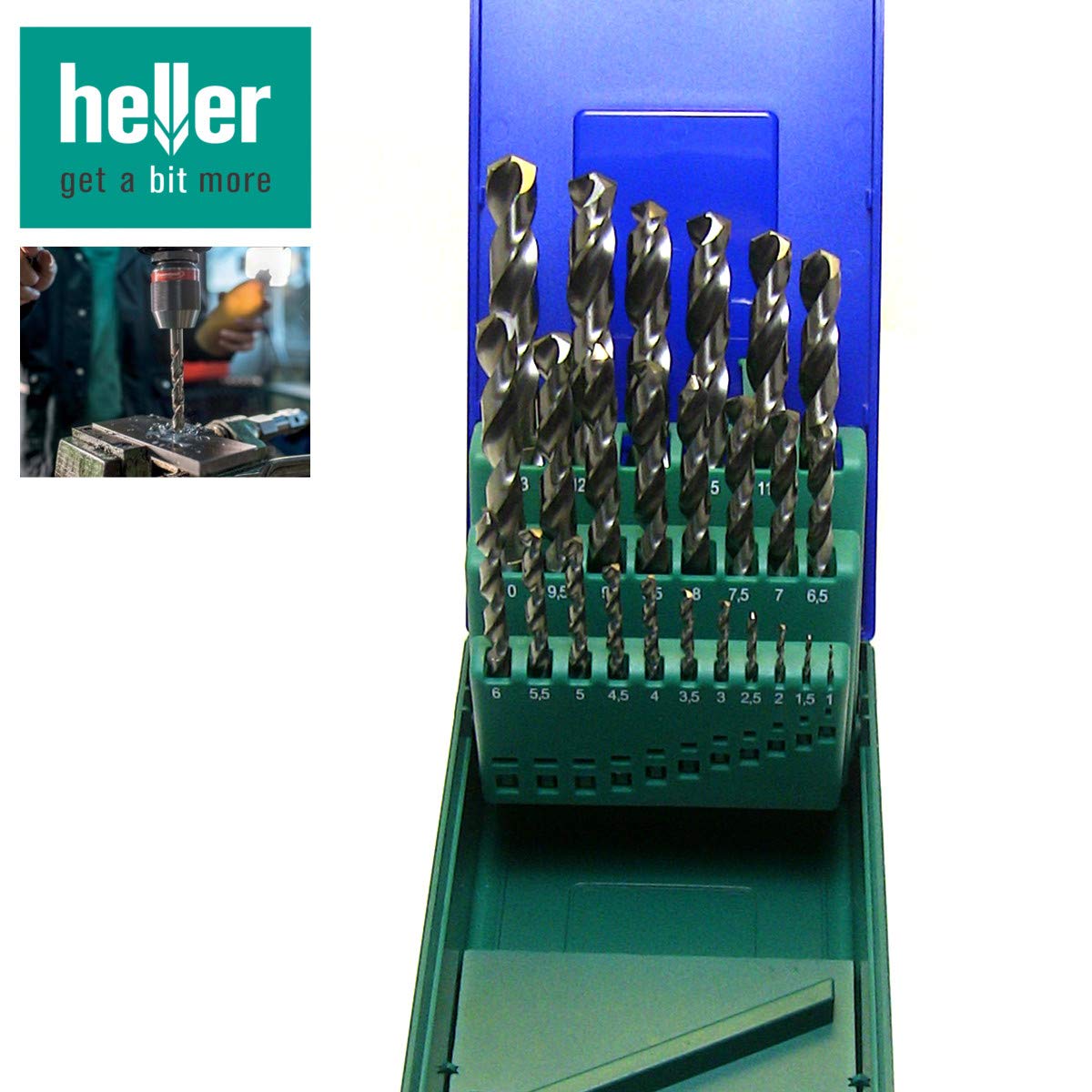 Heller Metallbohrer Set HSS G-Super DIN338 RN Bohrerset 25 tlg. Spiralbohrer