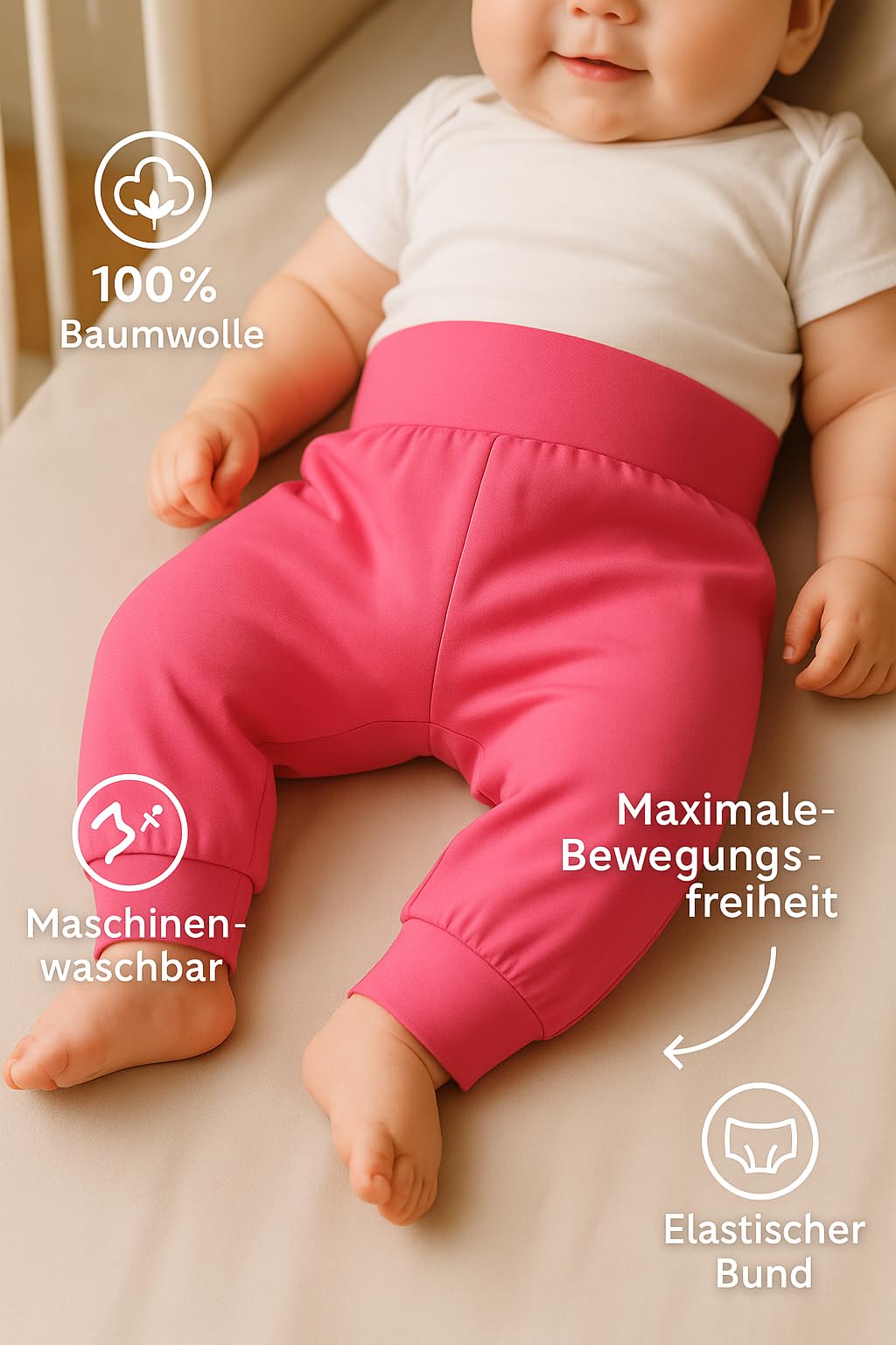 LOREZA® 5 Pantalones Bombachos para Bebé Unisex – 100% Algodón – Suaves, Cómodos y Transpirables