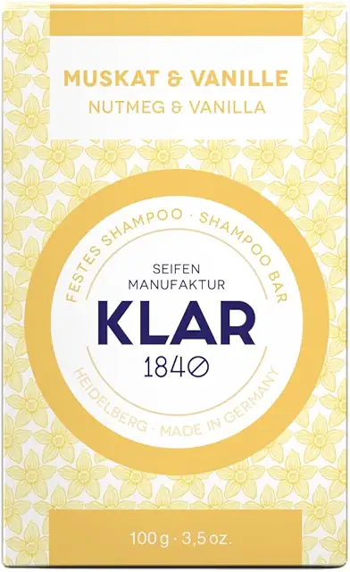 Klar Seifen festes Shampoo Muskat & Vanille 100g für normales Haar