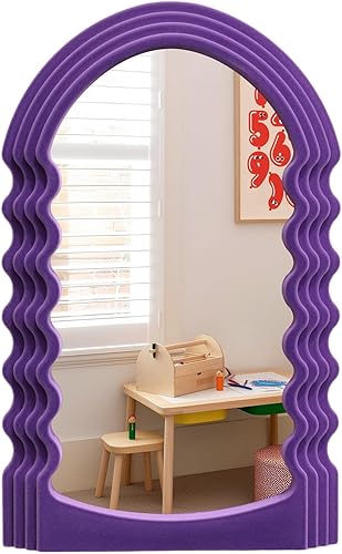 Miniatura 19 de Espejo de Pared Verde Decorativo para Entrada de Pasillo, Pequeños Espejos Decorativos Arqueados Irregulares para el Hogar, Oficina, Sala de Estar,