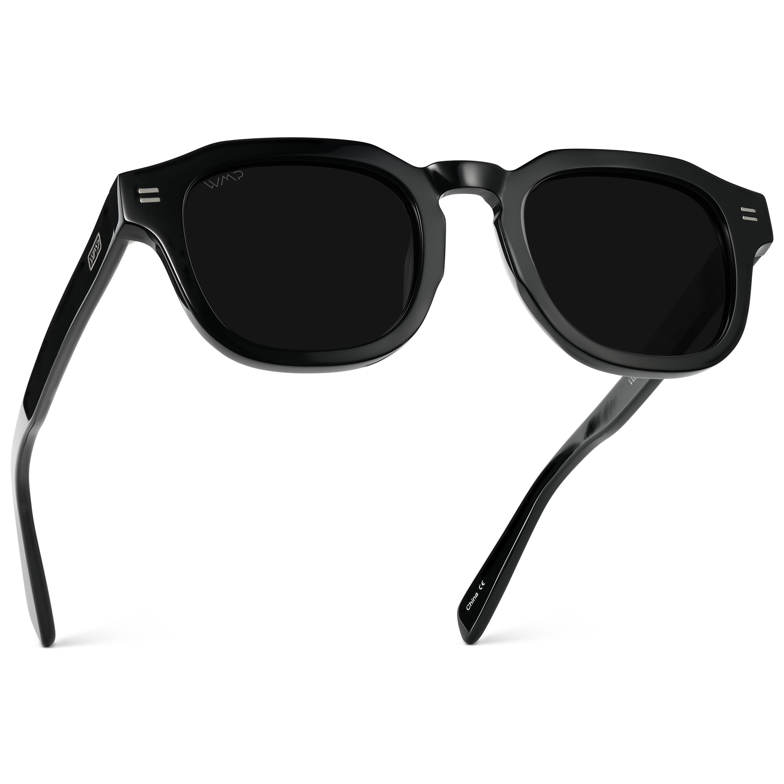 WearMe Pro WMP Eyewear – Men’s Square Polarized Sunglasses: Thick Acetate Frame, Bold Geometric Shape, Retro 60s Design