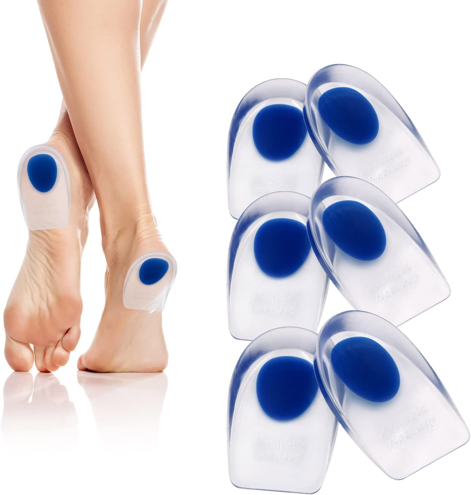 Heel Cups, Gel Plantar Fasciitis Inserts, 4PCS Heel Insoles