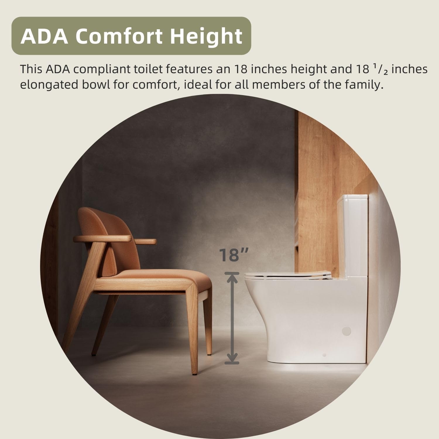 Rear Discharge Two-Piece Toilet, 18 Inch ADA Comfort Height, Elongated Bowl, P-Trap Desgian, Dual Flush Efficiency, Extra Extension Pipes Included, Rimless Design Flushing White