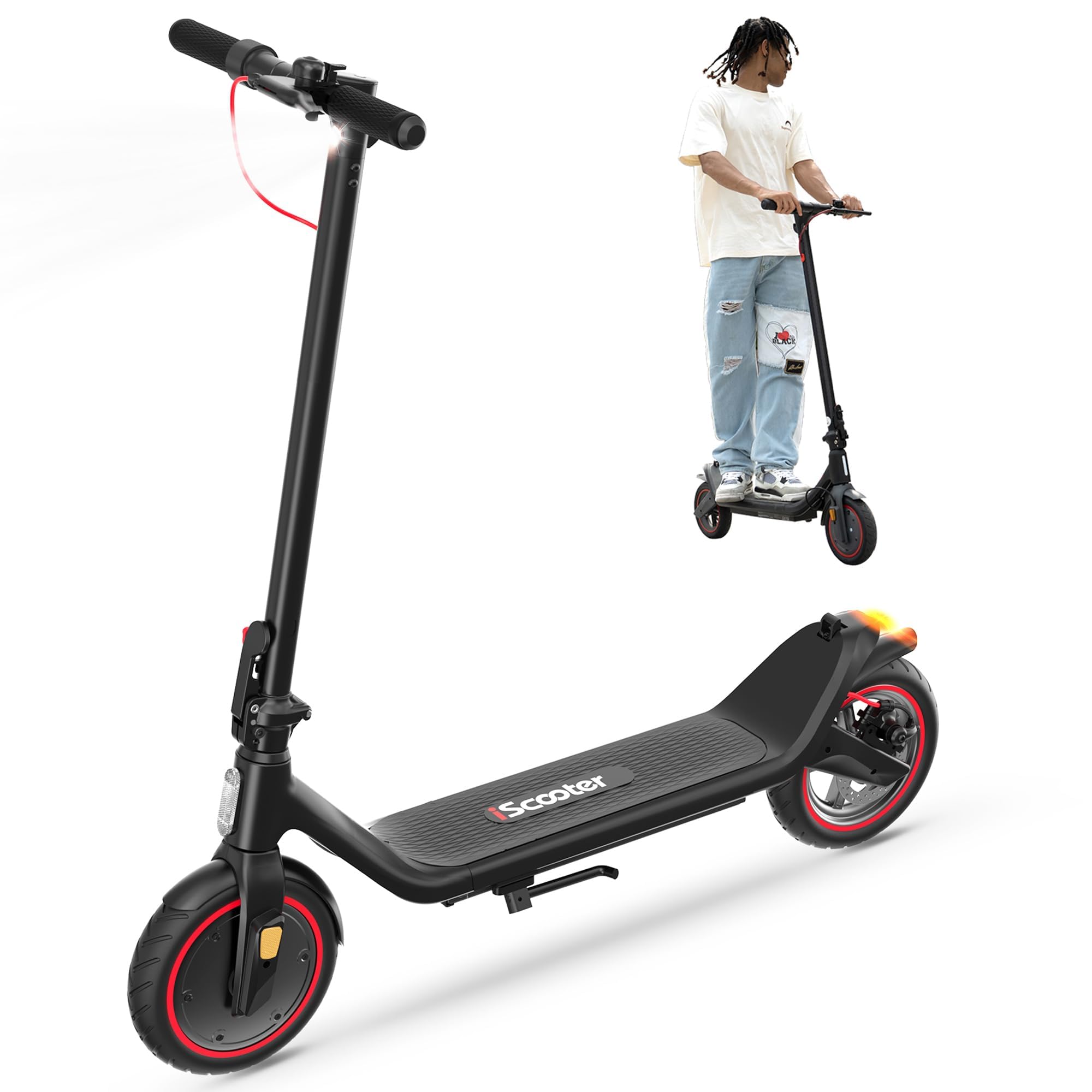 iScooter Electric Scooter, 18 Miles Long Range, 18 Mph Top Speed, Commuting Electric Scooter with Cuise Control, Double Braking Systems E Scooter for Adults and Teens - i8L
