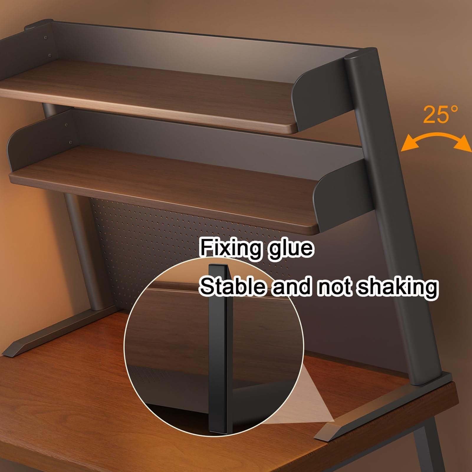 Organizador De Escritorio De 2 Niveles Para Dormitorio, Con Tablero Perforado, Estructura De Acero Y Estantería De Escritorio Multiusos De Madera, Estructura Estable(120cm/47.2in)