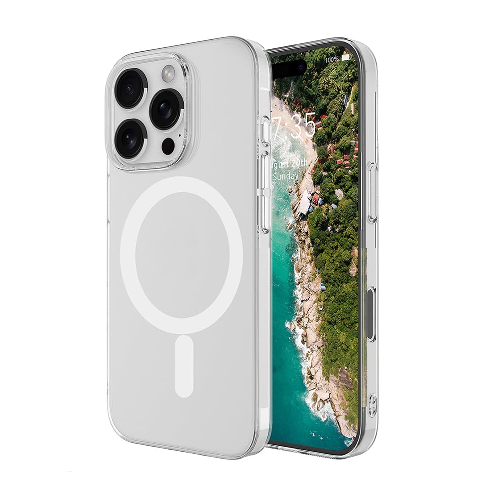 Zore Apple ile uyumlu iPhone 16 Pro Max Kamera Korumalı M-Safe Şarj Özellikli Şeffaf Zore London Sert PC Kapak Şeffaf