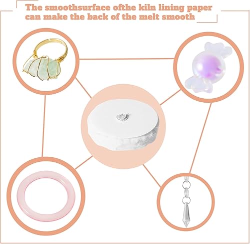 Miniatura 5 de 100 hojas redondas de papel para horno de microondas de 4.7 pulgadas, fibra de cerámica, aislamiento de papel, manta de fibra cerámica para fusión