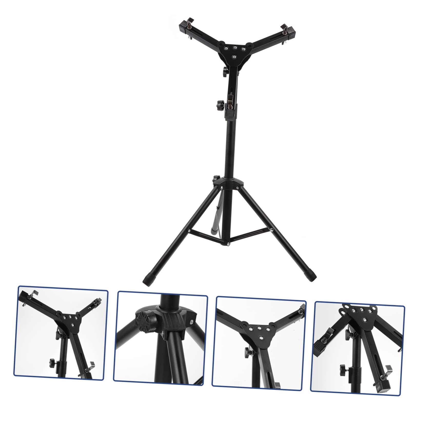 Mikinona Juego de Rack de Batería Plegable de Aleación Negra Soporte Ajustable y Tecnología de Remaches para Práctica Profesional en Interiores
