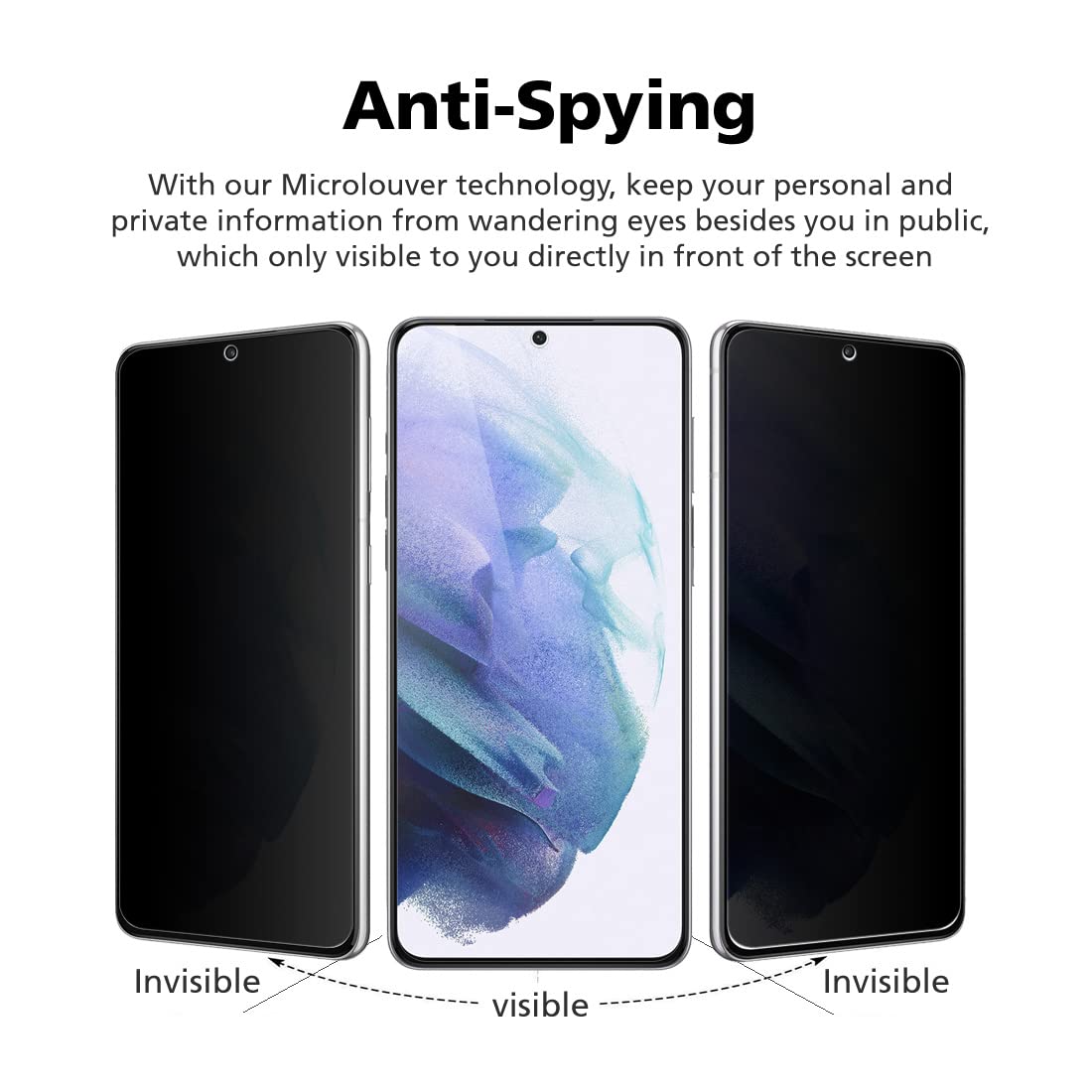 Diacube [2 Pack Privacy Screen Protector for Galaxy S21 Ultra, Anti-Spy Full Glue PET EPU Hybrid Screen Protector, Fingerprint Compatible, Self-Healing, Easy Installation with Alignment Tool