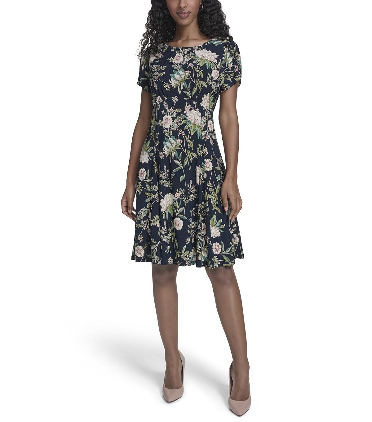 Tommy Hilfiger Womens Short Sleeve Crew Neck Jersey Ruffle Hem Mini Dress - Image 2