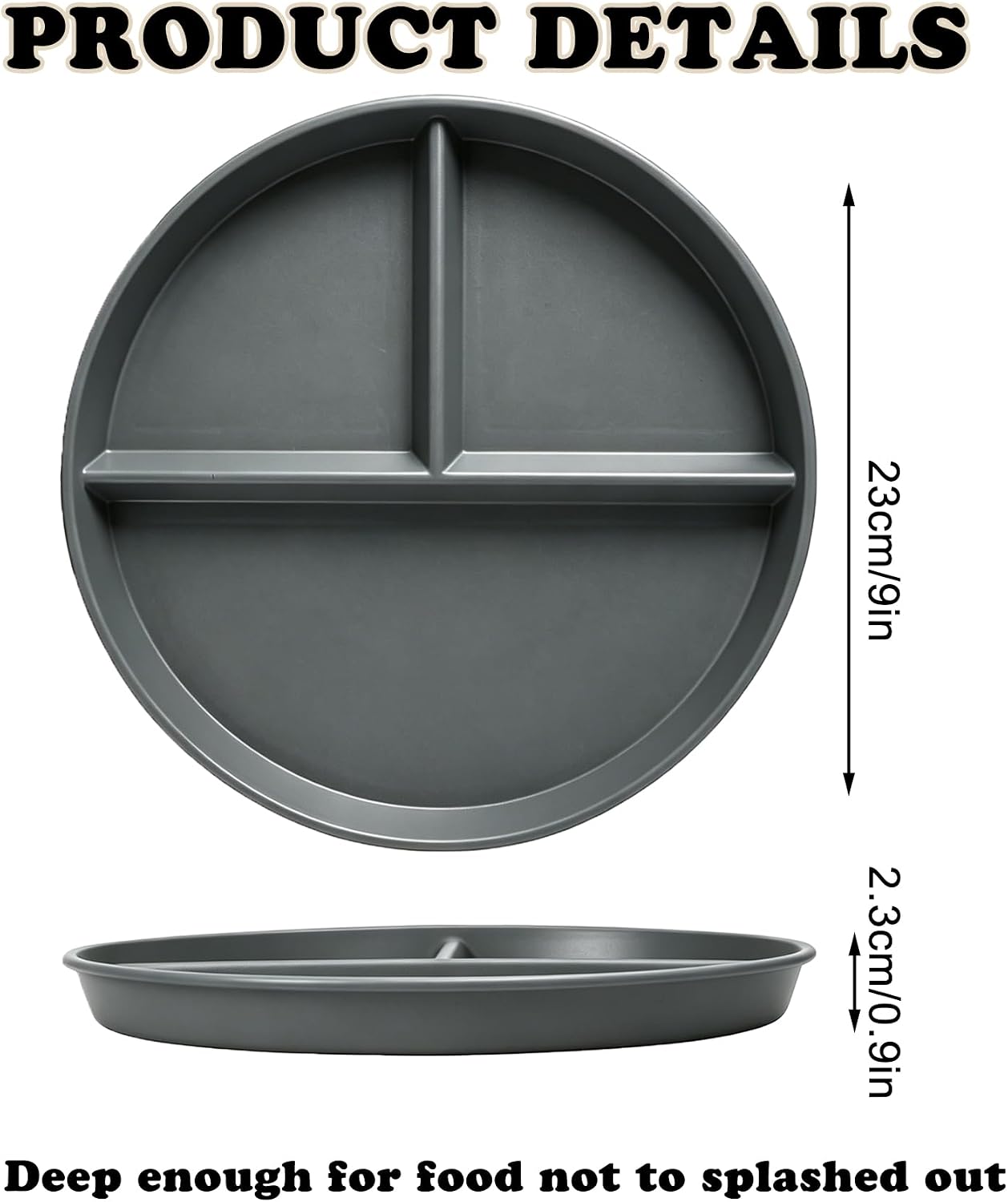 Unbreakable Divided Plates 3 Compartment Portion Control Wheat Straw Plate