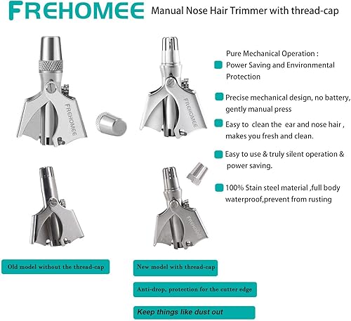 Miniatura 5 de Recortadora manual de pelo de nariz para hombre y mujer, no requiere batería, recortadora para nariz, oreja, bigote y bigotes, impermeable, acero
