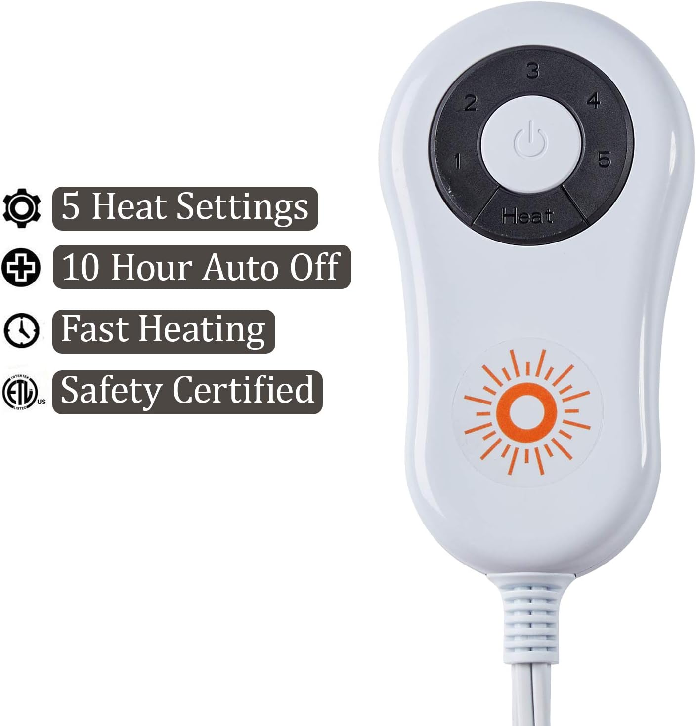 STONECREST Reversible Electric Blanket Heated Throw, 50"x60" Heating Blanket with 5 Setting Controller, 4 Hour Auto-Off, Overheating Protection, ETL Certified, Machine Washable(Leopard, 50"x60") - Image 3