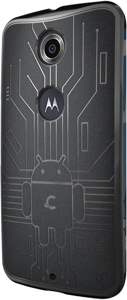 Cruzerlite Case for Nexus 6 Case, Bugdroid Circuit TPU Case for the Google Nexus 6 / Motorola Nexus 6 (2014 Release) - Retail Packaging - Black