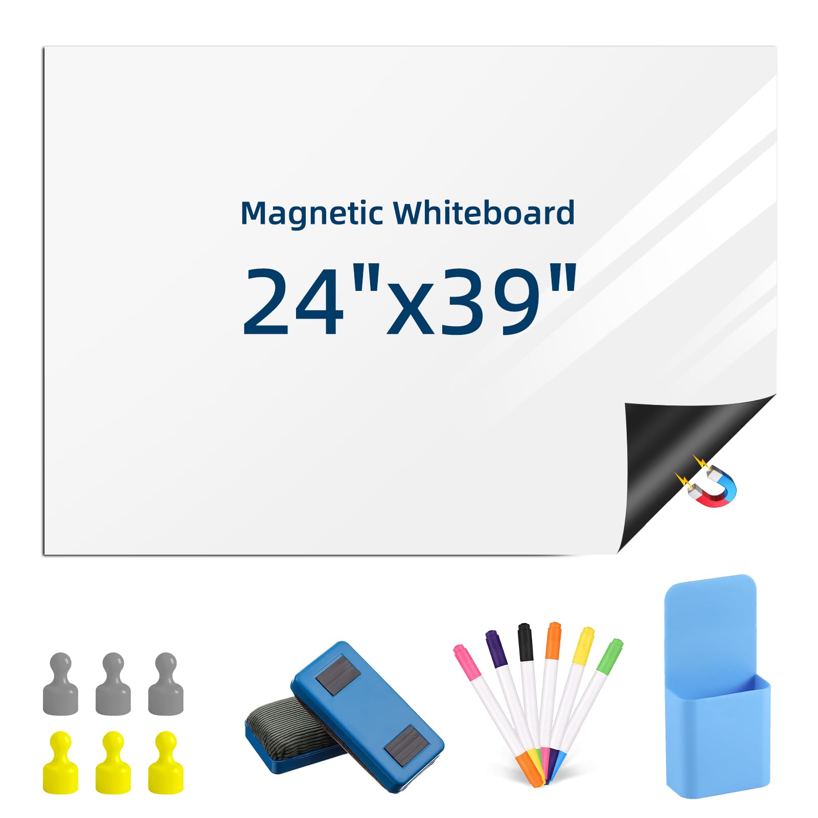 Magnetic Dry Erase Whiteboard 24"x39" for Fridge