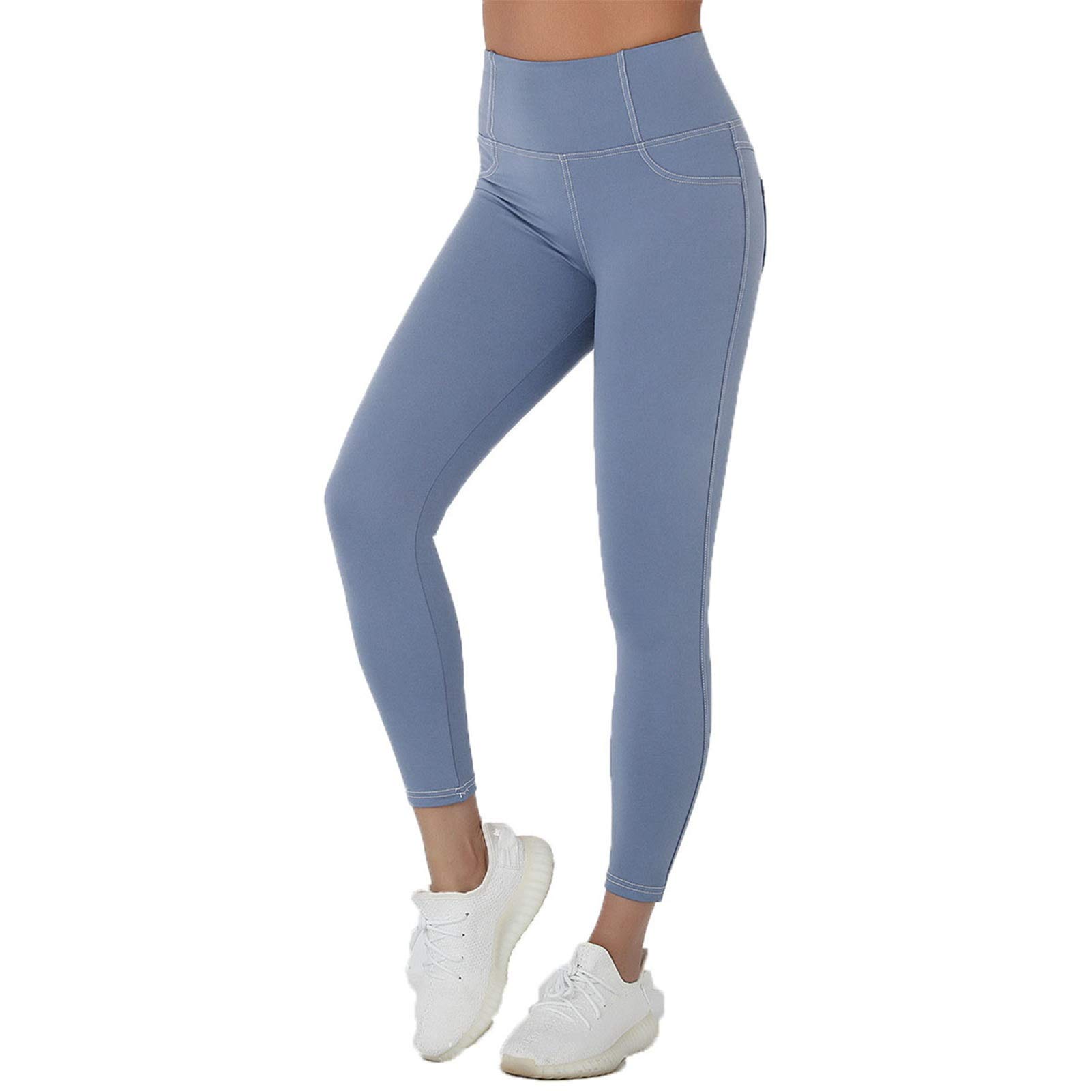 Damskie legginsy do jogi, na fitness, Damska wysoka talia nagi uczucie skinny spodnie do jogi z kieszeniami, panie tyłek windy Legginsy treningowe Tryby fitness Spodnie rozciągliwe sportowe legginsy d