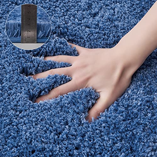 MIULEE Bath Mat Non Slip Absorbent Bathroom Soft luxurious Shower Small Mat Doormat Inside Rugs Kitchen Rugs Carpet Mat Washable for Bathroom Bedroom Kitchen Entrance 70x120 cm Blue - Image 2