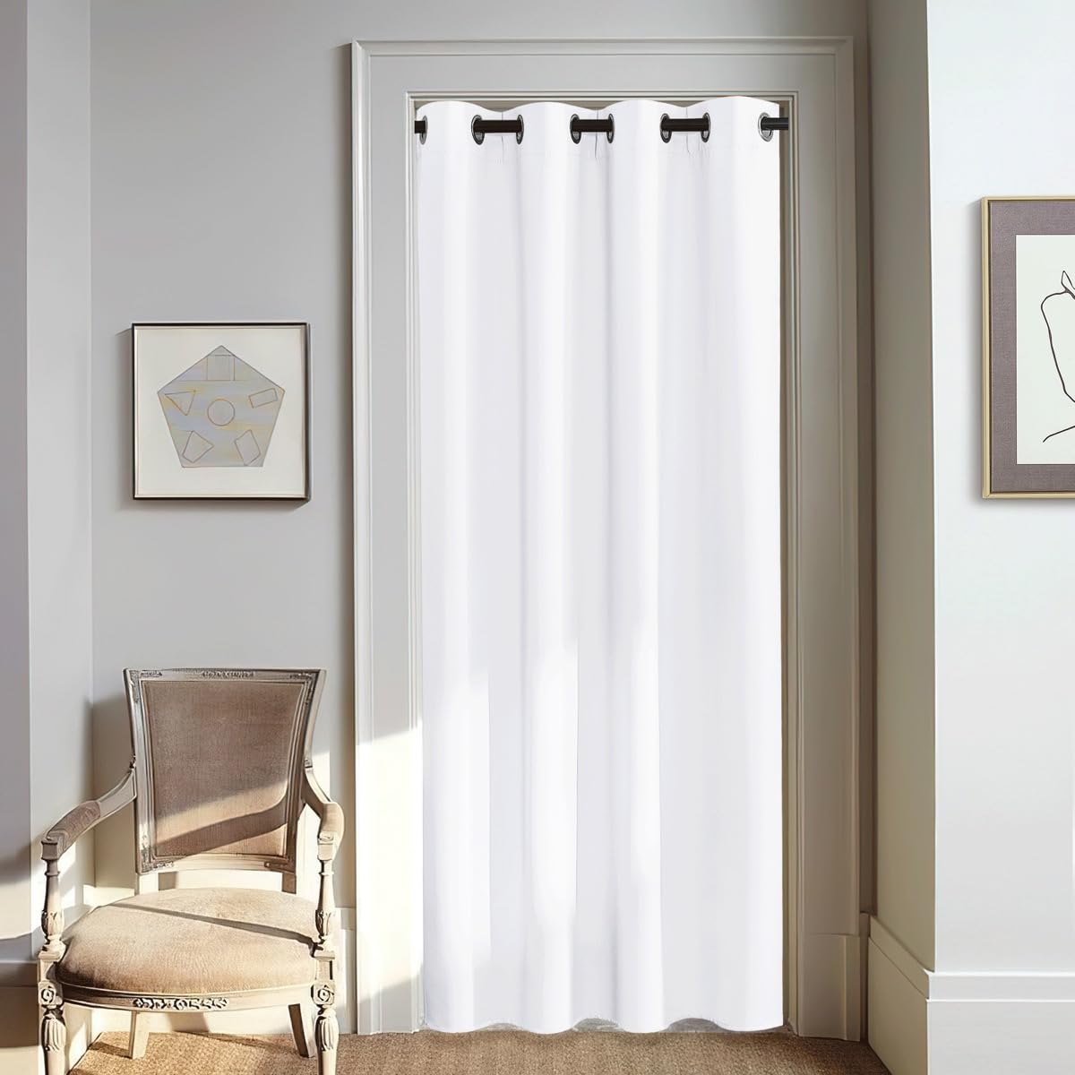 NICETOWN White Doorway Curtains 80 inches Long - Grommet Thermal Insulated Light Blocking Room Darkening Window Treatments for Bedroom/Living Room (