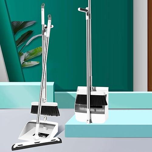 Miniatura 5 de Juego de recogedor y recogedor con recogedor para oficina en casa, escobilla de pie y recogedor con mango largo para cocina, sala, limpieza de