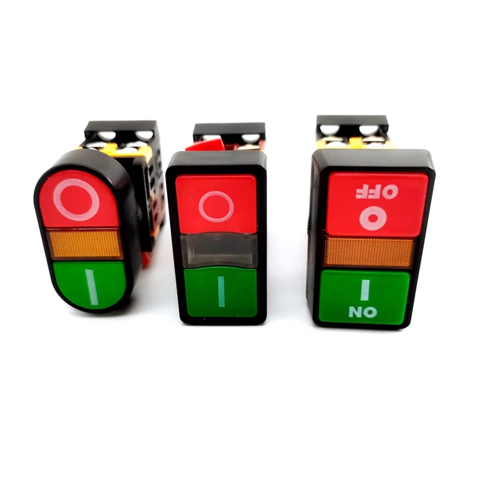 IDGTTLDF 1PC 22mm ON/OFF START STOP NO/NC APBB-22N Momentary Double Head Push Button Switch with Light 48V